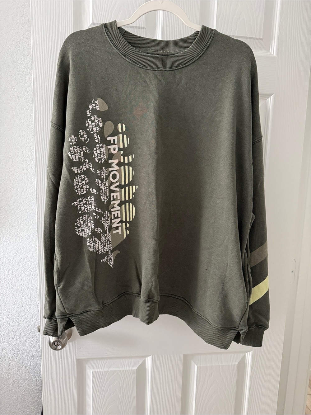 Free People Movement Olive Green Graphic Sweatshirt